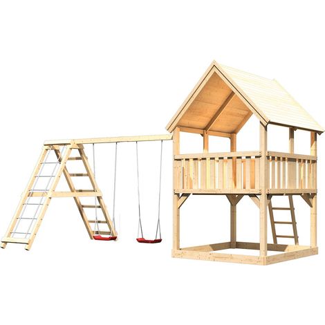 Akubi Spielturm Luis natur mit Doppelschaukel+KG