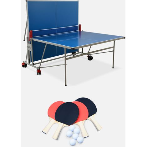 Tavolo da ping pong pieghevole per esterni con 4 racchette e 6 palline, 274cm