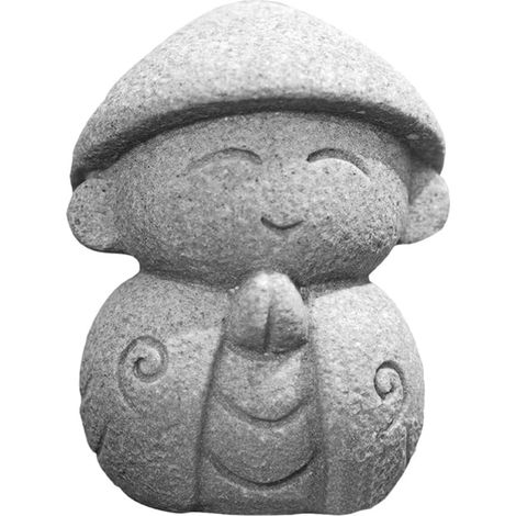 Petite Figurine de Bouddha Japonais : Figurine Jizo Article de décoration pour Aquariums et Bureau, Imitation calcaire Couleur Grise (1/5)