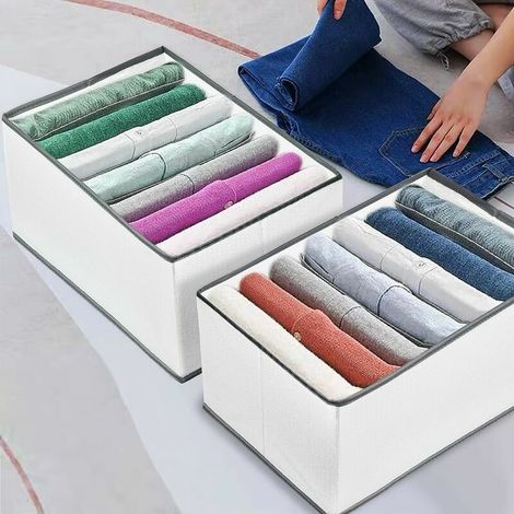 Tigrezy 2 pièces Boîte de Rangement pour Jeans Pantalons Chemises Vêtements, Grande Organisateur de Tiroir Placard avec Panneau PP Boîte de Séparation en Tiroir à Vetement Lavable et Pliable 36x26x20 (1/5)