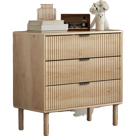 Cómoda de estilo nórdico, con amplios cajones de almacenamiento, de roble. (1/2)