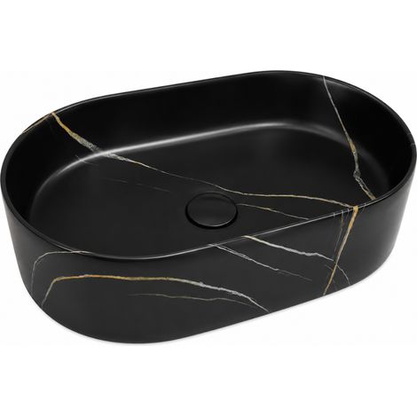 Vasque ovale à poser, pierre, marbre noir - Aquaterris (1/5)