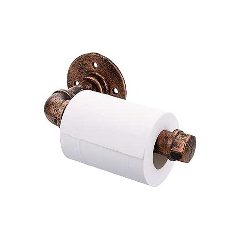 Porte-rouleau papier toilette style industriel vintage, tuyau mural rétro, finition bronze rouge, 1 pièce