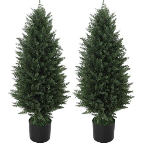 Ensemble de deux cyprès artificiels Ce produit de haute qualité allie esthétique et fonctionnalité, s'intègre parfaiteme (1/5)