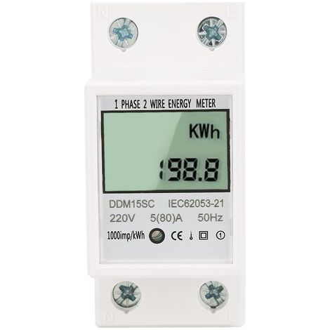 5-80A DDM15SC LCD Digital Display Single Phase Din Rail Electronic Energy KWh Meter (1/5)