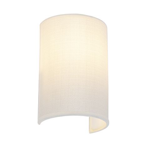 Applique murale moderne blanche en jute – Douille E27 – 20 cm de haut – Lumière douce pour salon et hall (1/5)