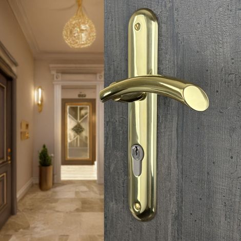 Ouvre&Déco – 2 poignées de porte TAMARA cylindre, laiton poli entraxe 195 mm (1/5)