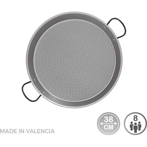 Polierte Stahl-Paella für Induktion und Glaskeramik, ø38cm (8 Personen). Vaello