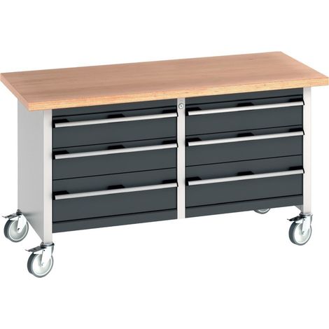 Bott Werkbank cubio Multiplex-Arbeitsplatte 1500 x 750 x 840mm RAL 7035/7016