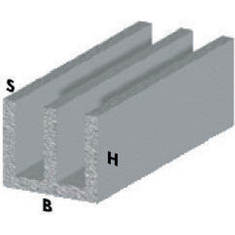 profilo canalino doppia U cm 100 h cromato 20x18x1 mm alluminio asta (1/2)