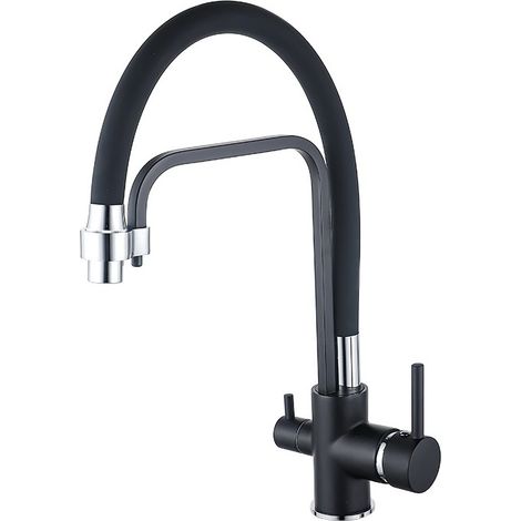 Robinet Cuisine Rabattable 2 Modes D'évacuation Orientable 360°Noir (1/5)