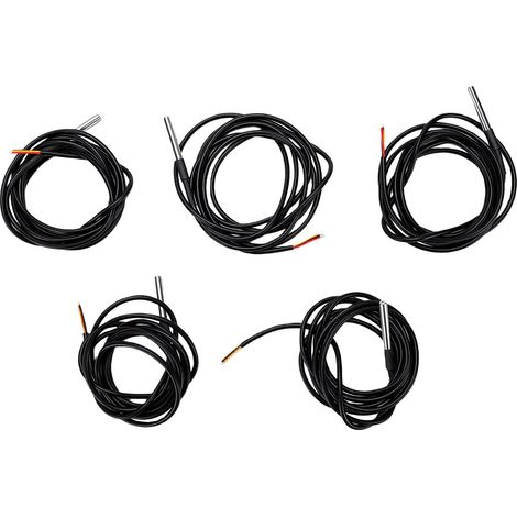 Set mit 5 digitalen Temperatursensoren, kompatibel mit Raspberry Pi, 2 m lange wasserdichte Edelstahlsonde (1/5)