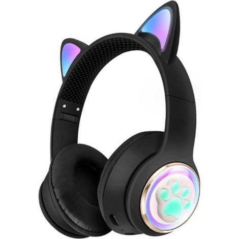 Bluetooth-Gaming-Headset mit Katzenohren – RGB-Beleuchtung – TF-Kartenkompatibel – Anrufannahme möglich – Komfortable Ohrmuscheln (1/5)