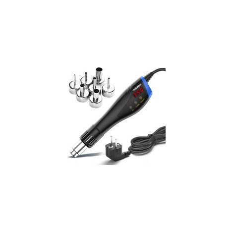 Souffleur à air chaud portatif 600 W — Kit de soudage portable haute puissance avec écran numérique LCD et 7 buses, idéal pour le brasage et le soudage SMT. (1/4)