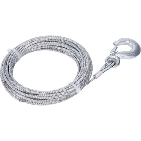 Verzinktes Edelstahl-Windenseil 4 mm x 12 m, Bruchlast 2000 lbs, Windenersatz, hochbelastbares Metallseil (1/5)