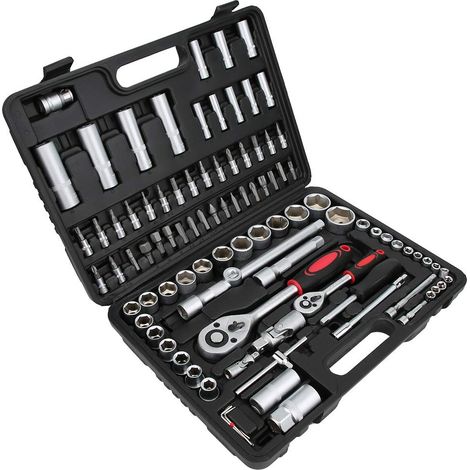 Coffret de Douilles et Embouts 94pc Kit de Tournevis à Cliquet en Acier Carbone avec Étui, Extracteur Ecrou Antivol Coffret Douille- Boite Compacte Et Résistante (1/5)
