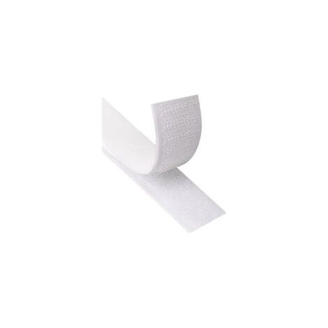 Ruban auto-agrippant avec adhésif, blanc, largeur 2 cm, crochet + boucle, 25 m chacun (1/4)