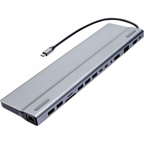 Docking station USB-C 15 in 1 - 3 schermi (HDMI/DP/VGA), Ethernet, USB, SD/TF, audio, compatibile con laptop, PS4, Xbox, Switch (1/5)