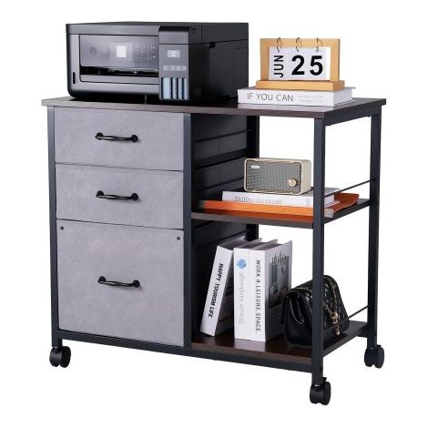 Armoire de Bureau avec 3 Tiroirs en Tissu et 2 Étagères Ouvertes (1/5)