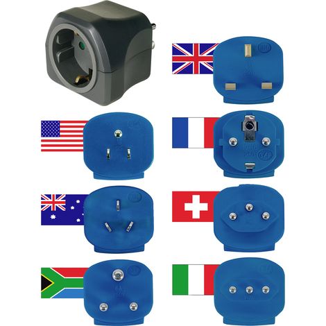 Brennenstuhl Weltreisestecker-7 Adapter mit 10 A Sicherung