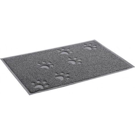 1 tapis gamelle/litière, 40x60 cm, anthracite, antidérapant, pour chien, usage intérieur
