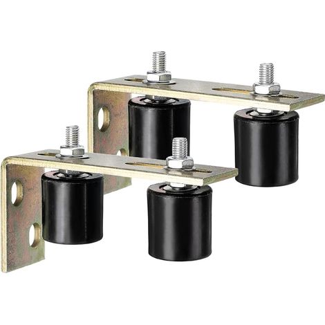 4pcs Galet Guide pour Portail Coulissant 42x44mm, M10 Roulette Nylon avec Équerre Guide au Sol pour Porte Grange Coulissante, Roue Universel avec Roulement à Billes Scellé, Noir (1/5)