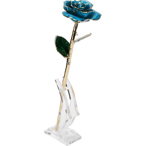 Rose trempée dans l'or 24 carats, cadeau créatif pour petite amie ou épouse, Saint-Valentin, base décorative de mariage (1/5)