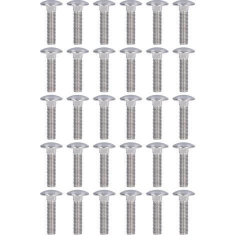 30 Vis à tête ronde bombée M10x40 en acier inoxydable A2-70, collet carré, pour machines et équipements mécaniques. (1/5)