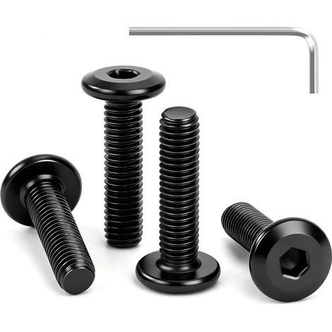 Vis à Tête Plate M8 x 20 mm Noir Vis à Six Pans Creux en Acier Inoxydable A2 V2A Boulons de Meubles Hexagonale Filetage Complet avec Clé Allen 20 Pièces (1/5)
