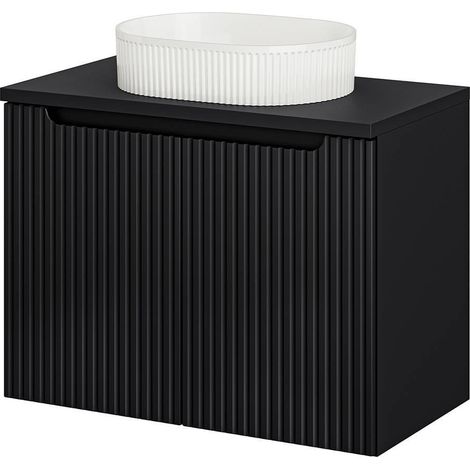 Waschtisch Skelbolu mit Türen 80x71x40 cm Schwarz [en.casa]