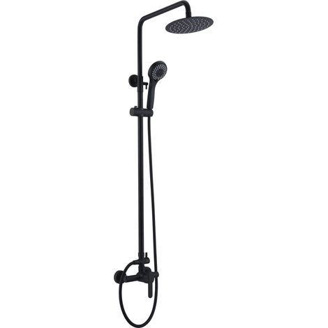 IMEX Set doccia monocomando Roma nero opaco in acciaio e ottone con asta estensibile soffione extrapiatto Ø20 anticalcare cartuccia ceramica Ø35 mm tubo e maniglia inclusi - Modello Imex-BDR001-NG (1/3)