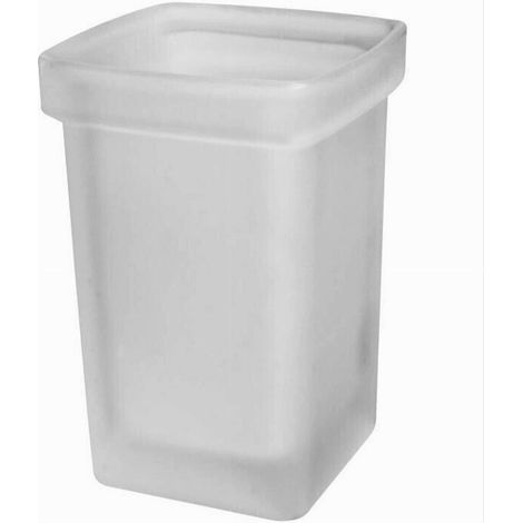 Cleafe - Bicchiere Ricambio Porta Scopino Wc Vetro Cubico Satinato Bagno Accessori 87266 - (1/3)