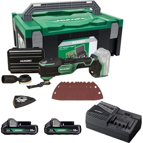 Hikoki Starlock Max Brushless 18V Multitool + Accessories x2 2ah Battery CV18DMA (1/5)