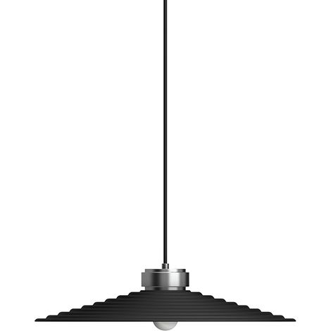 Sound Dome Suspension Plafonnier Plat Noir 1x E27