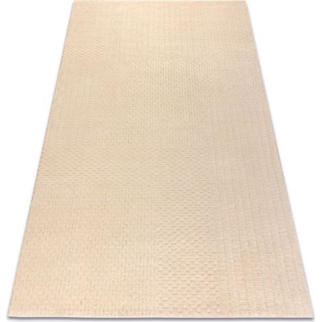 Wollteppich TEXTURA 488.13.LA100 OSTA - Linien, geometrisch strukturell creme beige 80x150 cm