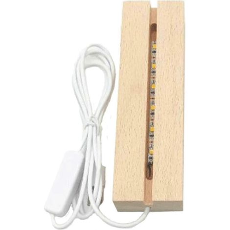 Support lumineux rectangulaire en bois pour lampe LED, veilleuse, lampe de chevet, support pour plaque acrylique en cristal-200mm