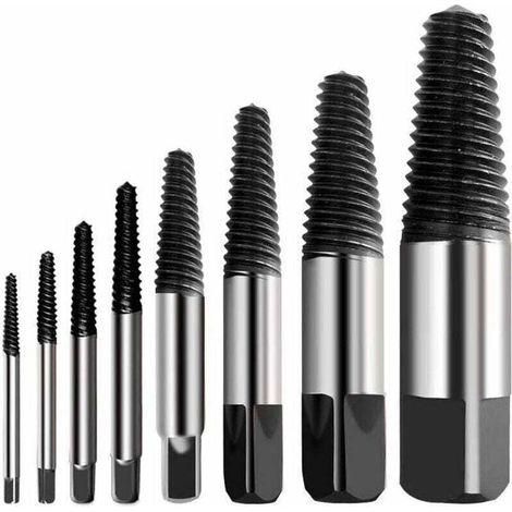 Extracteur de Vis Cassé Extracteur de Vis Multi-éclaté Kit Dureté en Acier Inoxydable , XU,Extracteur de Boulon de Vis Cassé Facile à Décoller Convient pour Enlever des Vis Endommagées (8pcs) - KZQ (1/4)