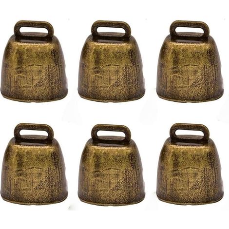 Lot de 6 Cloche, Laiton, Bronze, Antique, 3,5x3,5x2cm, Fer, Animaux, Décoration