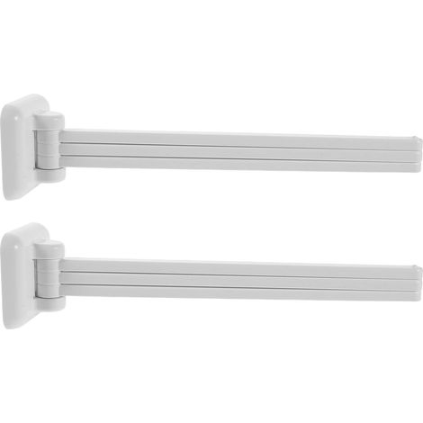 2 Pièces Porte-Serviettes Pivotant Mural sans Perçage à 3 Bras en ABS Blanc Support Mural Minimaliste Installation Facile pour Serviettes Cuisine et Salle de Bain (1/5)