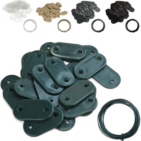 Lot de 5 kits de fixation pour brise-vue – Anti-UV – 30 plaquettes 3.3x1.7cm – Fil de fer 4.2m – Résistance au vent accrue (1/5)
