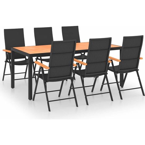 Maison Exclusive - Set da Pranzo da Giardino 7 pz Nero e Marrone (1/5)