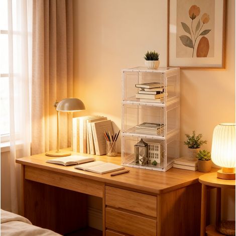 Cajas de almacenamiento apilables transparentes OKMYHOME (1/5)
