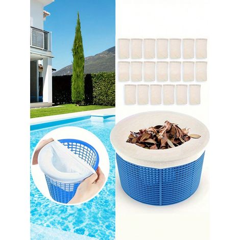 Lot de 20 filtres en filet pour piscine, adaptés aux paniers filtrants et aux filtres de jacuzzi (1/5)