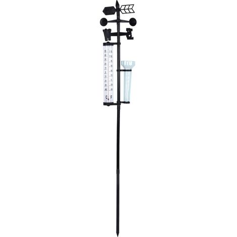 Jeffergarden Mesureur de station météo 3 en 1 thermomètre de jardin extérieur pluviomètre indicateur de vent-DOU