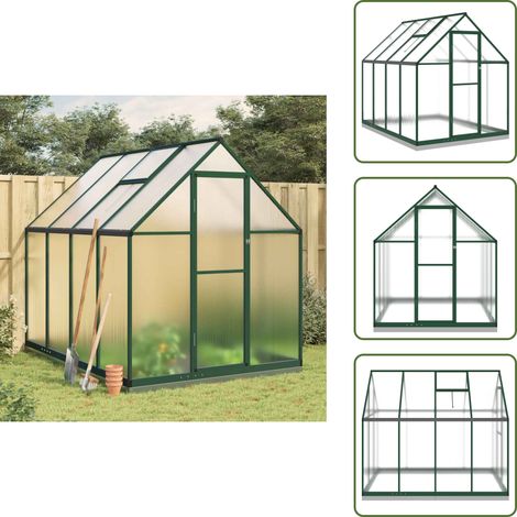 Serre avec cadre de base vert 224x169x202 cm aluminium - Serre De Jardin - Serre Aluminium - Serre Verte - Abri Jardin - Protection Plantes