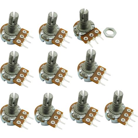 10pcs B1K 1K Ohm Adjustment Single linéaire Rotary Taper potentiomètre Shaft 15 mm (1/5)