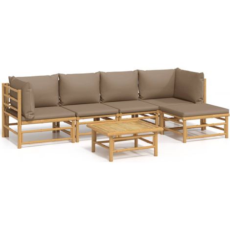 Maison Exclusive - Set Salotto da Giardino 6pz con Cuscini Tortora Bambù
