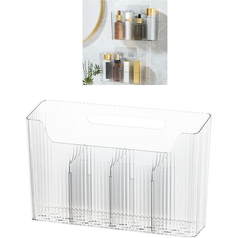 Boîte de rangement murale adhésive grande capacité PET sans perçage pour cuisine/salle de bains (1/5)
