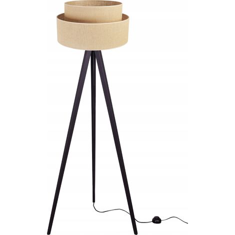 Stehlampe mit Dreibein und Holzschirm, 45 cm, Kuchen