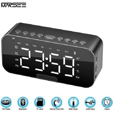 Enceinte Bluetooth Radio Réveil Enceinte Bluetooth avec grand écran LED pour l’affichage de l\'heure/date/température,MicroSD/TF (1/4)